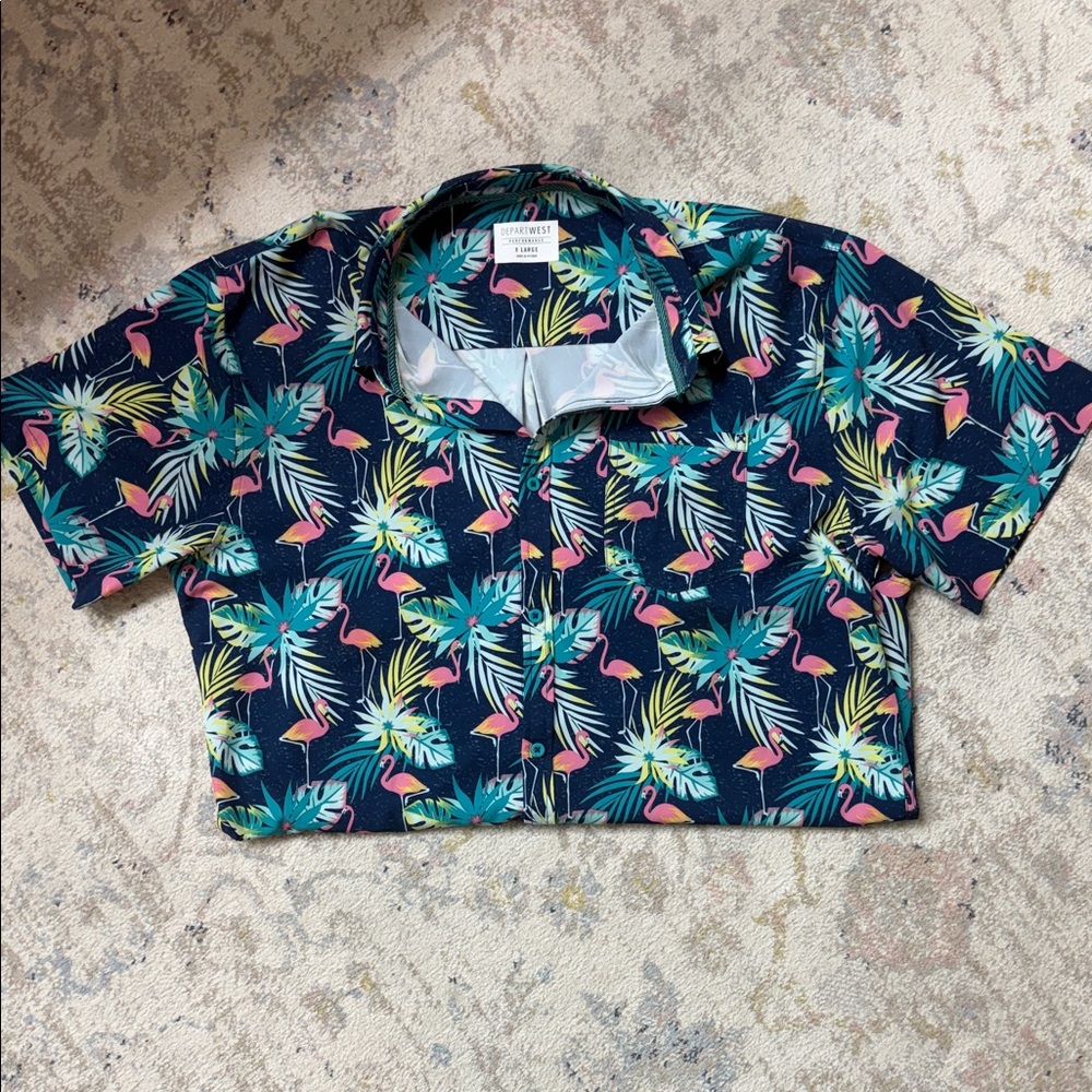 DepartWest Tropical Flamingo Print Shirt